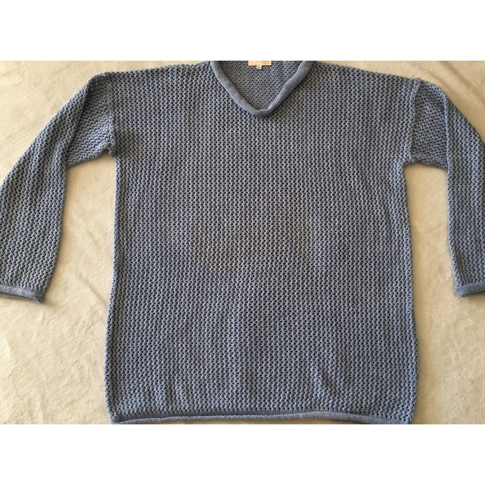 Von Saken Pullover Open Weave Roll Neck Light Blue Sweater SZ  2